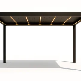 Pergola Bioclimatica Deluxe 2.0, Aluminiu, 3x4m, LED Lumina Calda, Gri Antracit