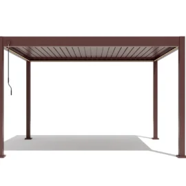 Pergola Bioclimatica X 2.0, Aluminiu, 3x4m, LED Lumina Calda, Maro