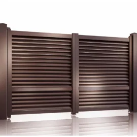 Poarta auto batanta ranforsata aluminiu 3000x1800mm, maro, model Jaluzea Suprem