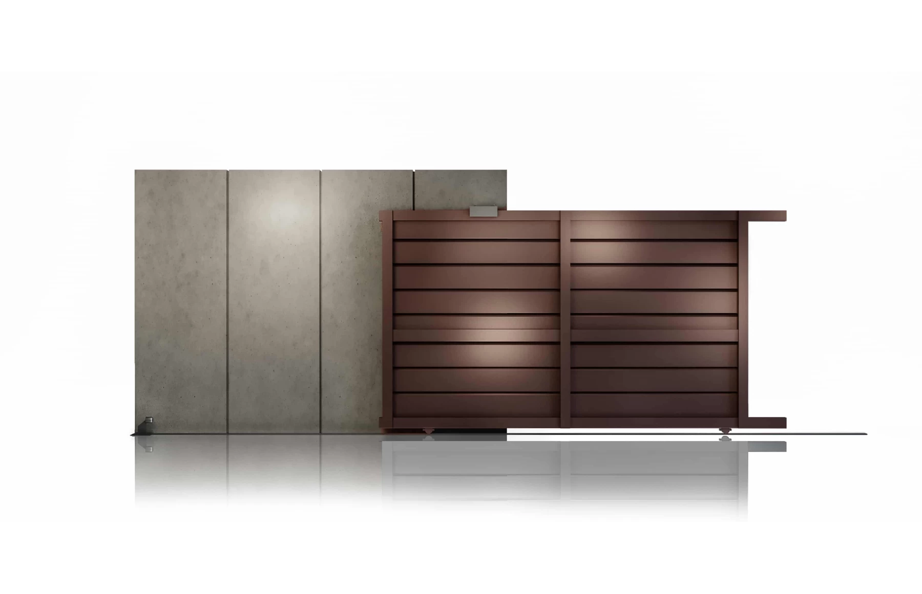 Poarta culisanta din aluminiu, prefabricata, model Baldur, 3000x1800mm, maro