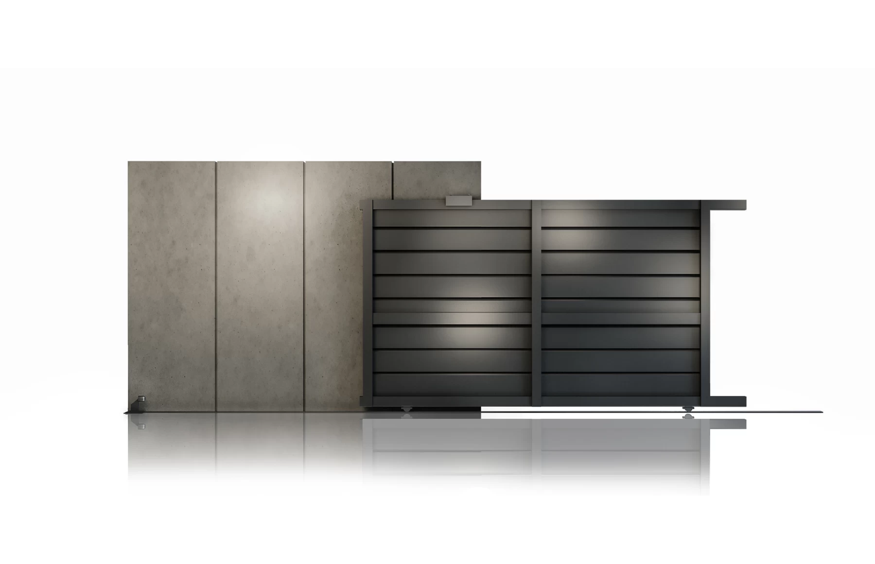 Poarta culisanta din aluminiu, prefabricata, model Baldur, 3000x2000mm, gri antracit