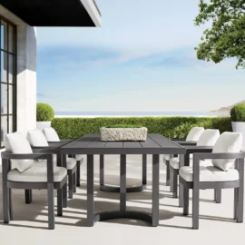 Set masa dining cu 6 scaune premium din aluminiu