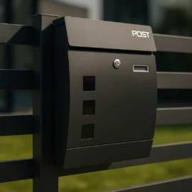 Cutie postala otel zincat, Design Modern, Negru