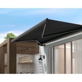 Marchiză/Copertină retractabilă PREMIUM, manuală cu braț articulat 3x2,5 m poliester dungi, aluminiu