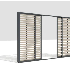 Paravan Culisant cu Jaluzele Fixe pentru Pergola, 3000x2500mm, Dimensiuni Panou 2688x2288mm, Culoare Bej