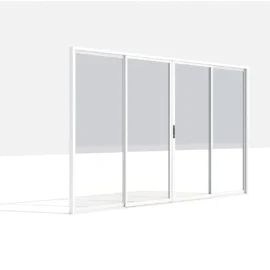 Paravan din sticla securizata, 3 foi, pentru pergola cu Latime de 4000mm si Inaltime: 2500mm, Grosime sticla: 8mm, Dimensiune totala: 3700x2380mm, Culoare structura: ALB