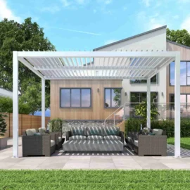 Pergola X Bioclimatica Alba, Pavilion 3x4x2.5metri cu LED , Premium, Aluminiu