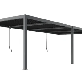 Pergola X Bioclimatica, Pavilion 4x7.8x2.3metri cu LED, prindere pe casa, Premium, Aluminiu