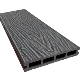 Placa deck terasa WPC 3D, tip pardoseala/dusumea WPC, 150x25 mm, gri antracit lemn