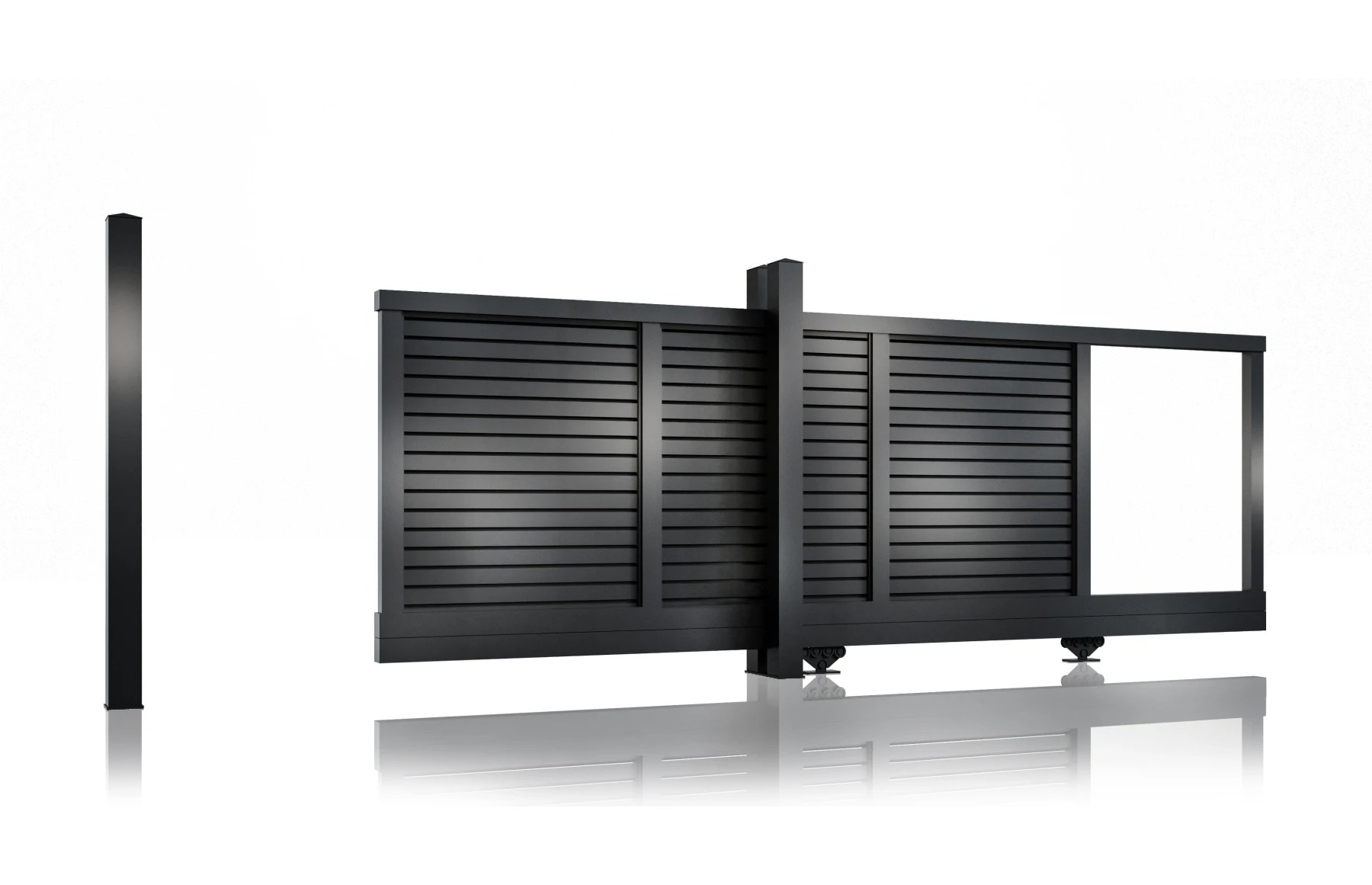 Poarta autoportanta, Jaluzea Deluxe, prefabricata, Aluminiu, 5800mm lungime x 1800mm inaltime, gri antracit