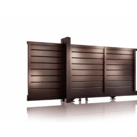 Poarta autoportanta aluminiu 5800 x 1800mm, prefabricata, model Baldur maro