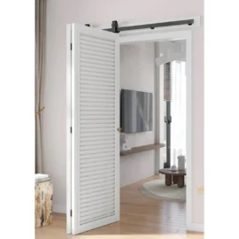 Set de feronerie pentru usa glisanta tip hambar bi-fold, lungima usa 2metri, otel zincat vopsit electrostatic