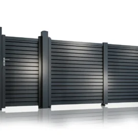 Set porti metalice din aluminiu, prefabricate, gri antracit, model Jaluzea Deluxe