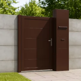 Stalp aluminiu Deluxe, cutie primire colete si primire cutie postala integrata, 600x250mm, 2000mm inaltime