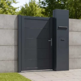 Stalp aluminiu Deluxe, cutie primire colete si primire cutie postala integrata, 600x250mm, 2000mm inaltime