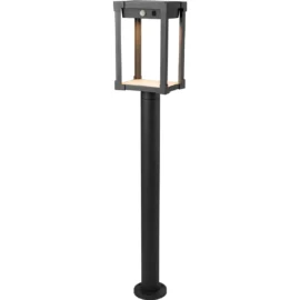 Stalp iluminat exterior LED SOLIS, cu panou solar si senzor, aluminiu